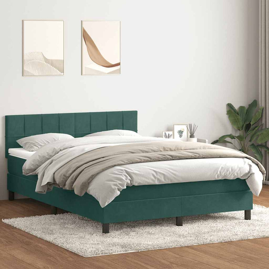 Boxspring met matras fluweel donkergroen 160x220 cm