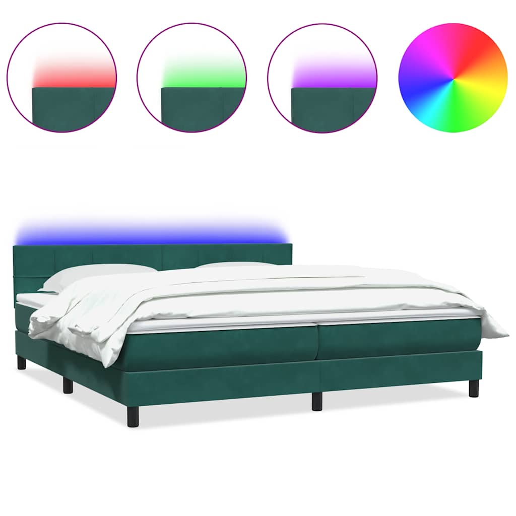 Boxspring met matras fluweel donkergroen 180x220 cm