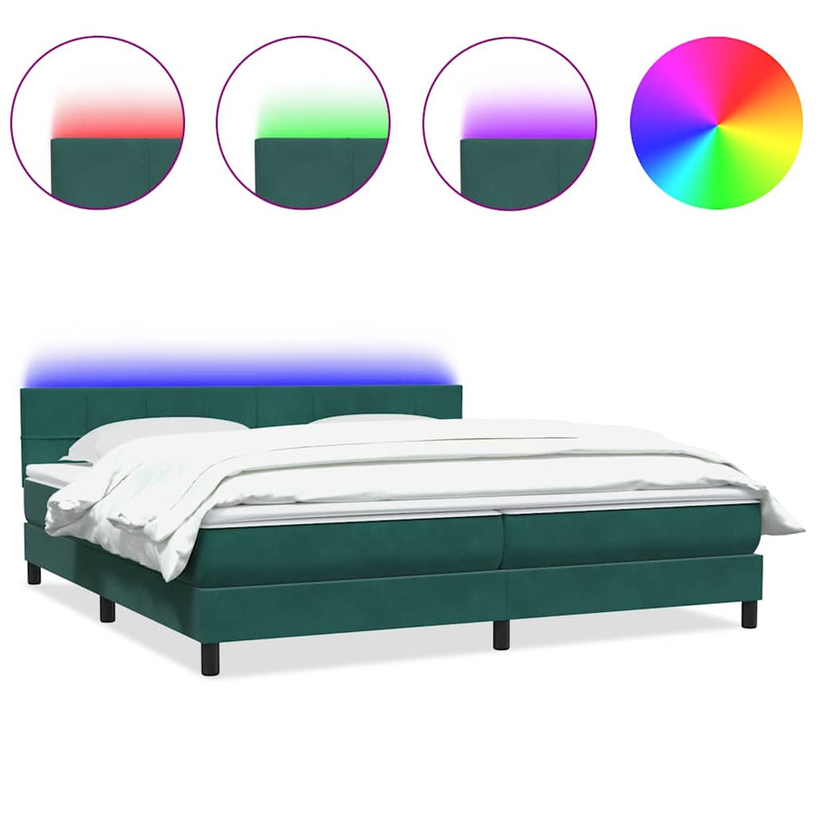 Boxspring met matras fluweel donkergroen 180x220 cm