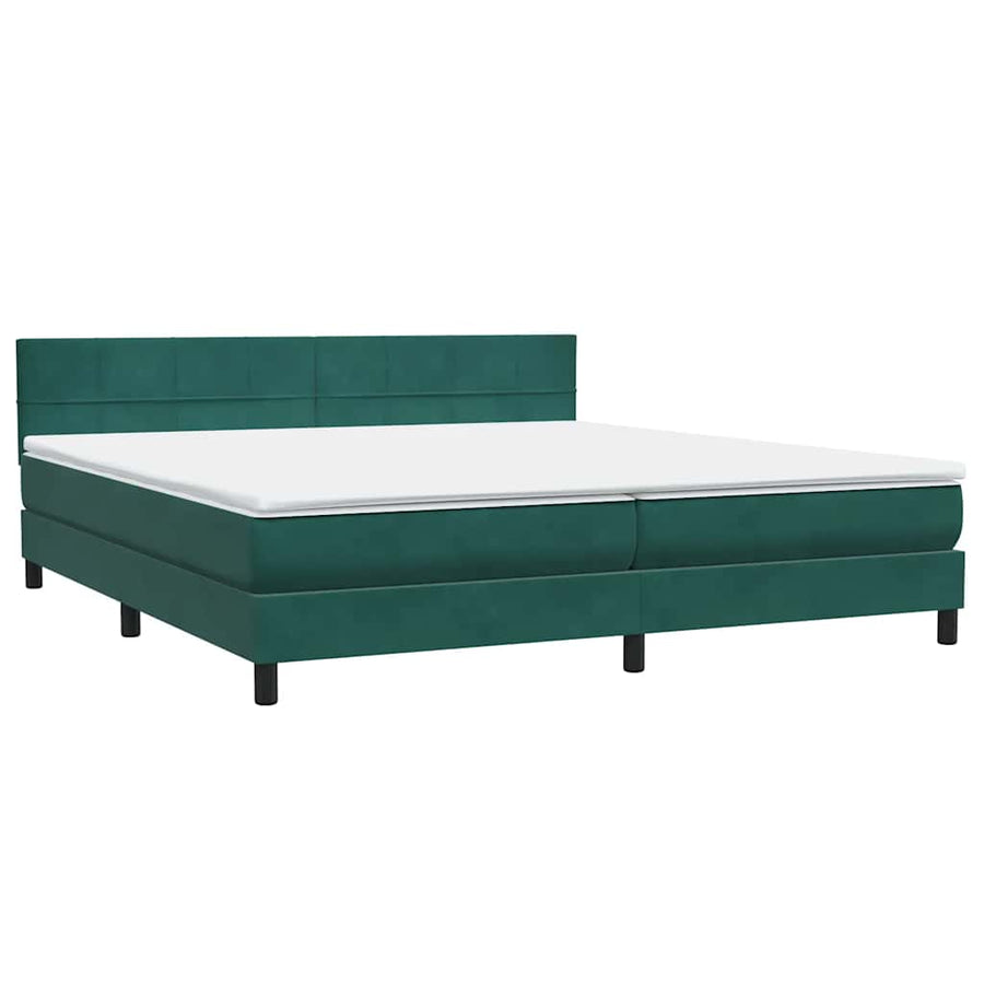 Boxspring met matras fluweel donkergroen 180x220 cm