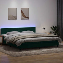 Boxspring met matras fluweel donkergroen 180x220 cm
