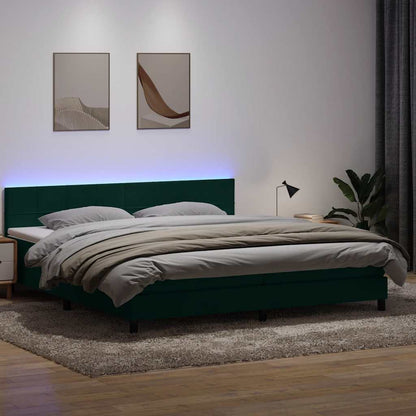 Boxspring met matras fluweel donkergroen 180x220 cm