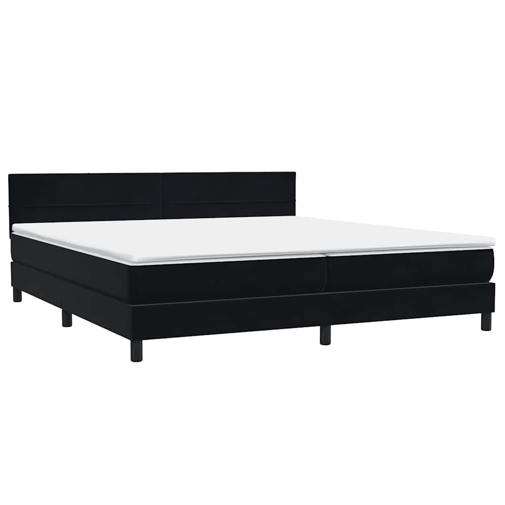 Boxspring met matras fluweel zwart 200x220 cm