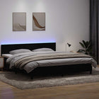Box spring bed with mattress and LED velvet black 200x220 cm