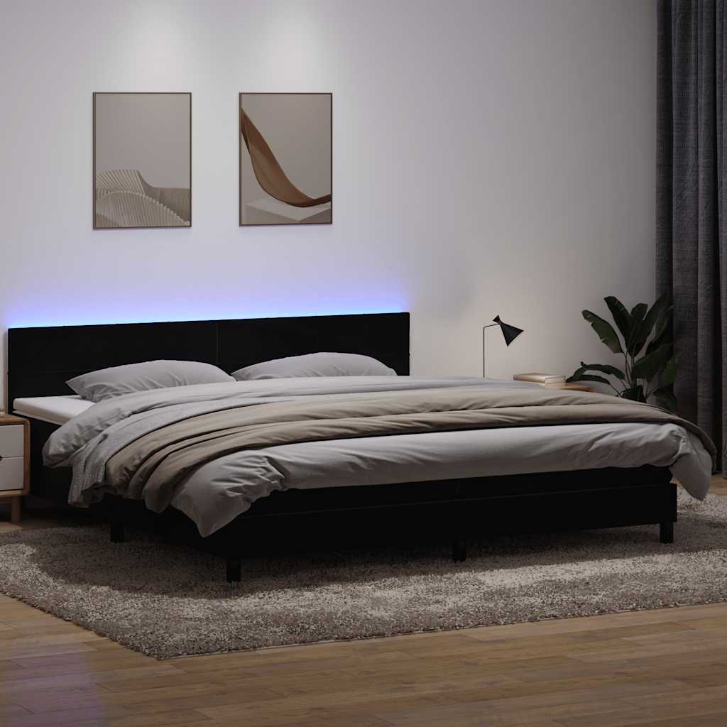 Boxspring met matras fluweel zwart 200x220 cm