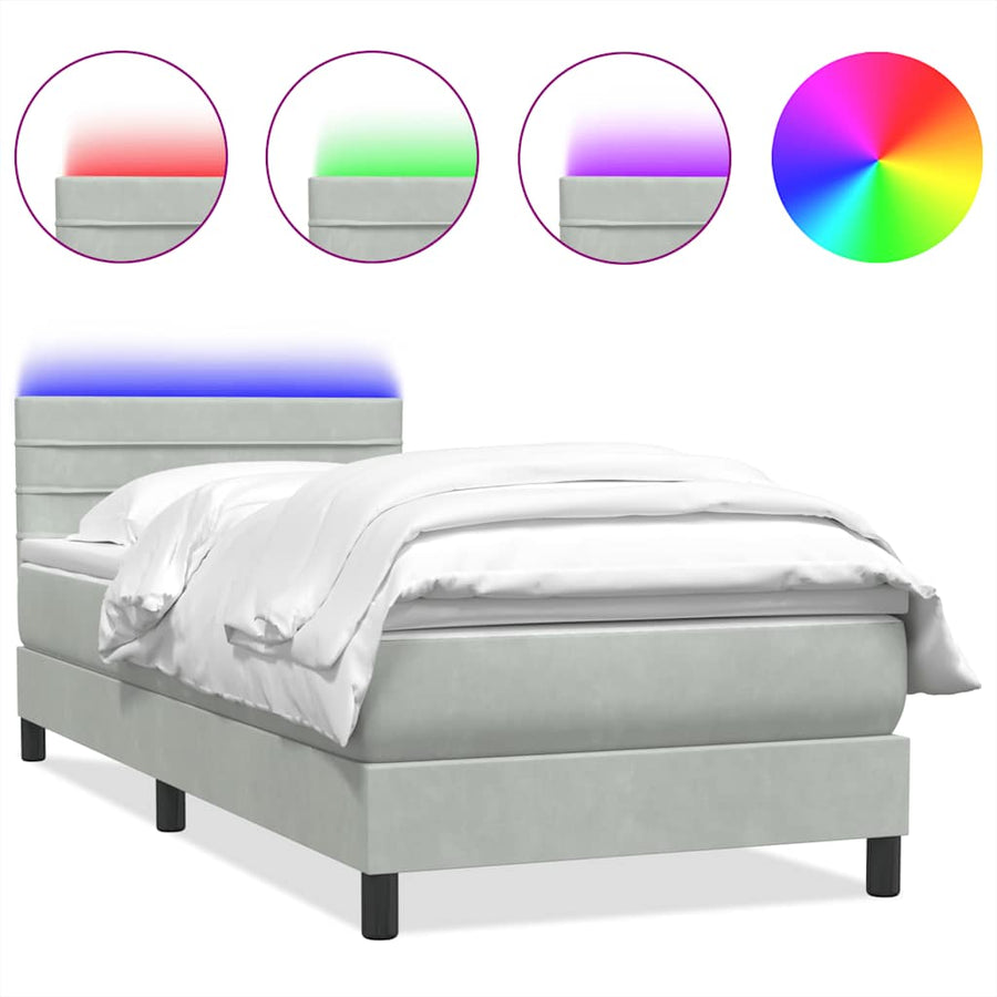 Boxspring met matras fluweel lichtgrijs 80x210 cm