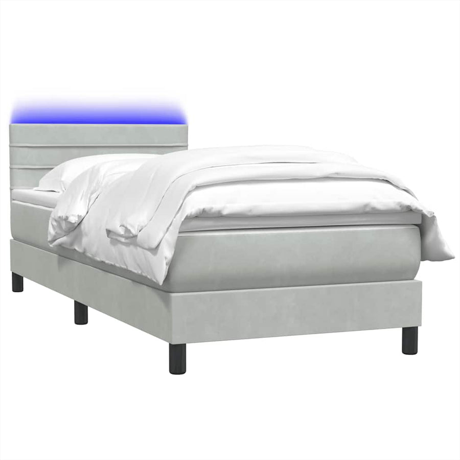 Boxspring met matras fluweel lichtgrijs 80x210 cm