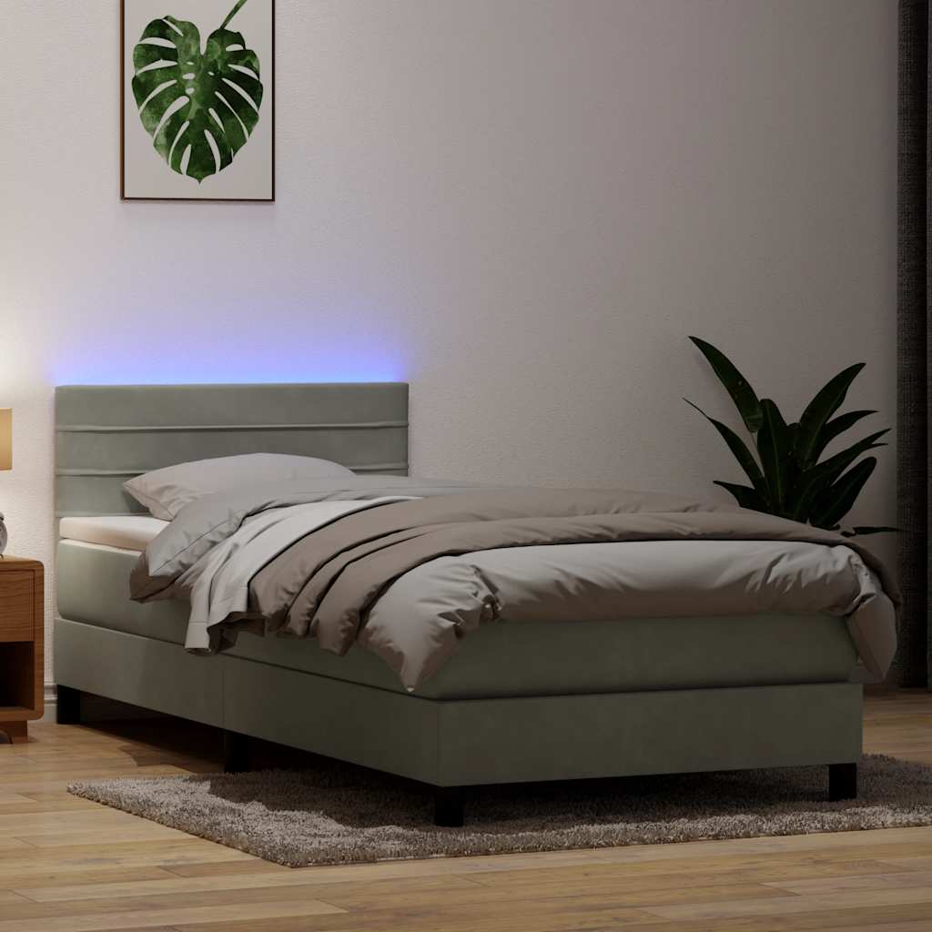 Boxspring met matras fluweel lichtgrijs 80x210 cm