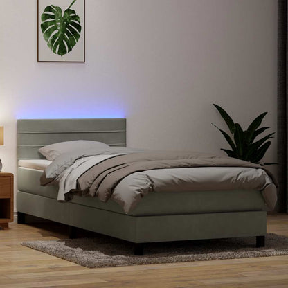 Boxspring met matras fluweel lichtgrijs 80x210 cm