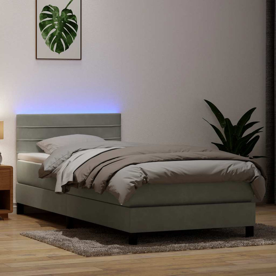 Boxspring met matras fluweel lichtgrijs 80x210 cm