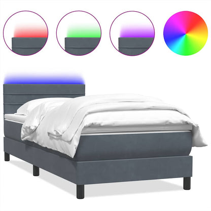 Boxspring met matras fluweel donkergrijs 80x210 cm
