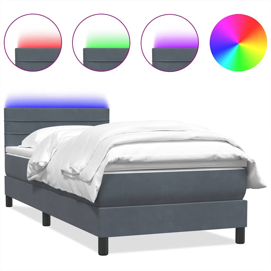 Boxspring met matras fluweel donkergrijs 80x210 cm