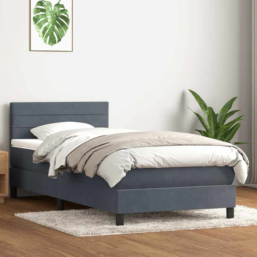 Boxspring met matras fluweel donkergrijs 80x210 cm