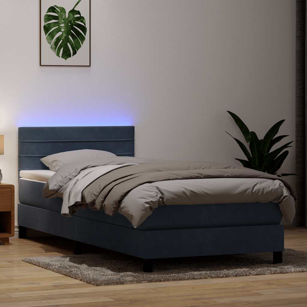Boxspring met matras fluweel donkergrijs 80x210 cm
