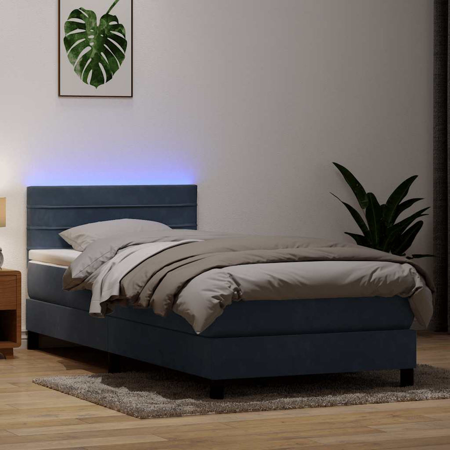 Boxspring met matras fluweel donkergrijs 80x210 cm