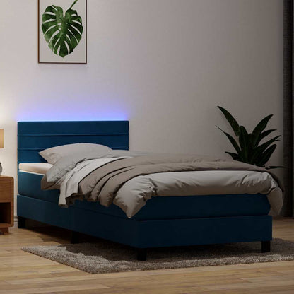 Boxspring met matras fluweel donkerblauw 80x210 cm