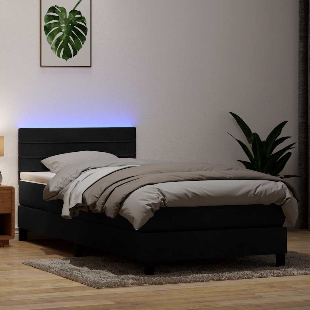 Boxspring met matras fluweel zwart 90x210 cm