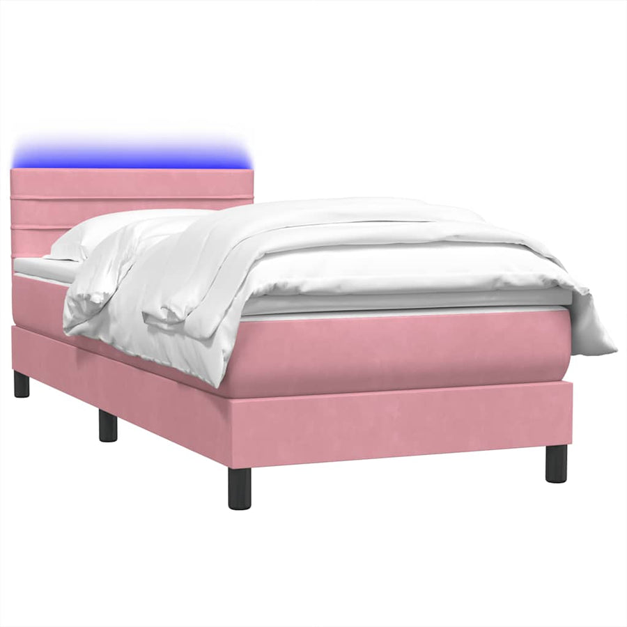Boxspring met matras fluweel roze 90x210 cm