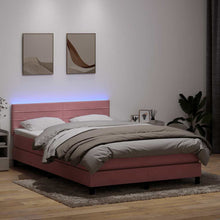 Boxspring met matras fluweel roze 140x210 cm