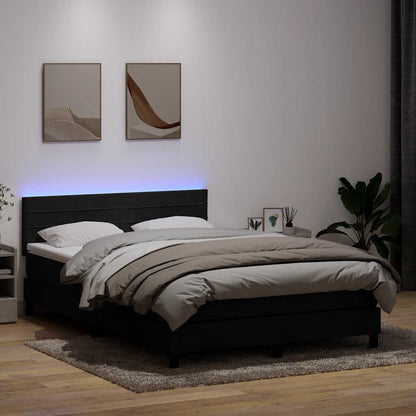 Boxspring met matras fluweel zwart 160x210 cm