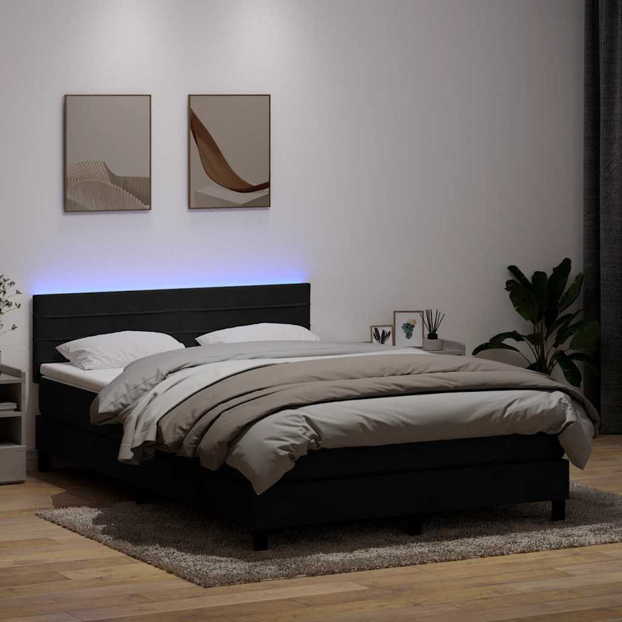 Boxspring met matras fluweel zwart 160x210 cm