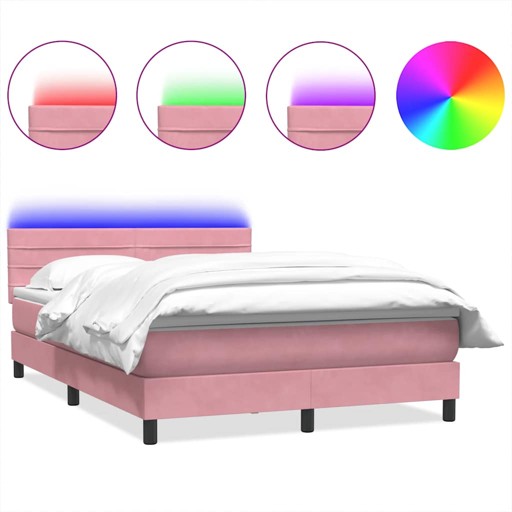 Boxspring met matras fluweel roze 160x210 cm