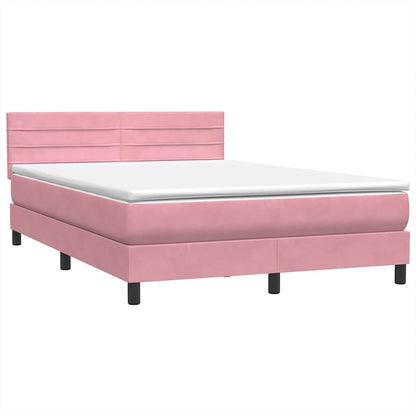 Boxspring met matras fluweel roze 160x210 cm