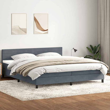 Boxspring met matras fluweel donkergrijs 180x210 cm