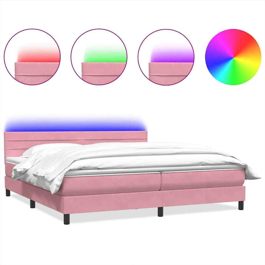 Boxspring met matras fluweel roze 180x210 cm