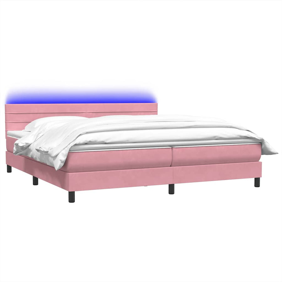Boxspring met matras fluweel roze 180x210 cm