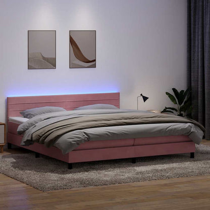 Boxspring met matras fluweel roze 180x210 cm