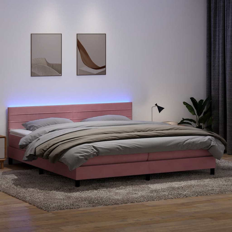 Boxspring met matras fluweel roze 180x210 cm