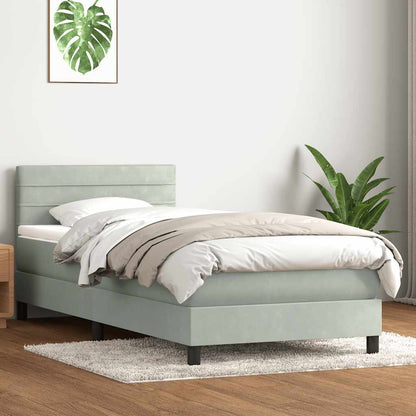 Boxspring met matras fluweel lichtgrijs 80x220 cm