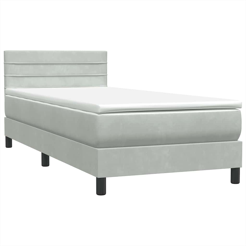 Boxspring met matras fluweel lichtgrijs 80x220 cm