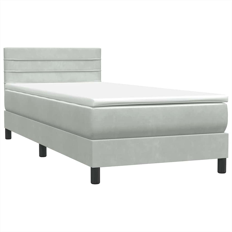 Boxspring met matras fluweel lichtgrijs 80x220 cm