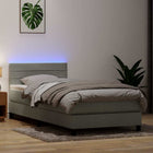 Box spring with mattress and LED velvet light gray 80x220 cm