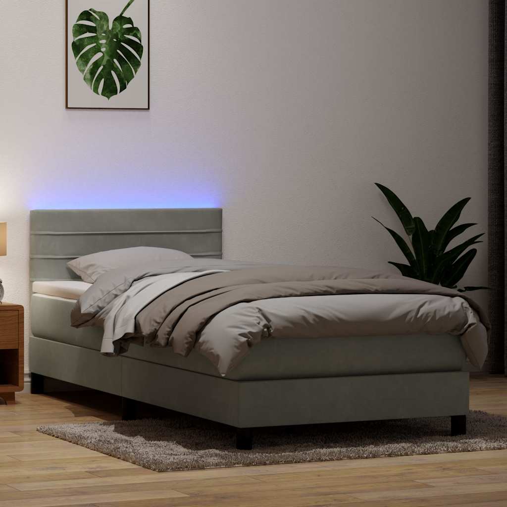 Boxspring met matras fluweel lichtgrijs 80x220 cm