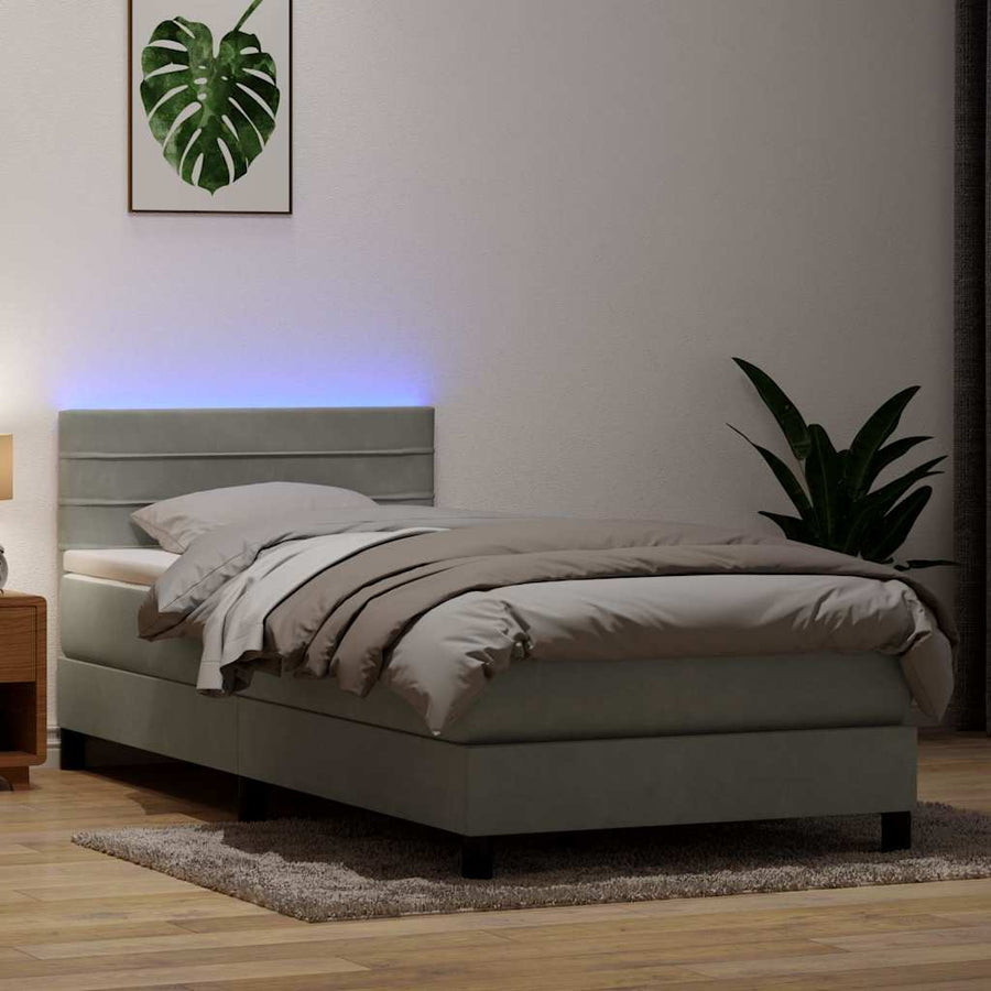 Boxspring met matras fluweel lichtgrijs 80x220 cm