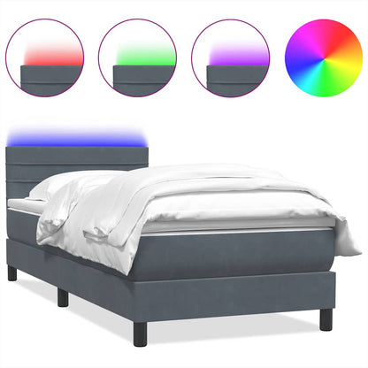 Boxspring met matras fluweel donkergrijs 80x220 cm