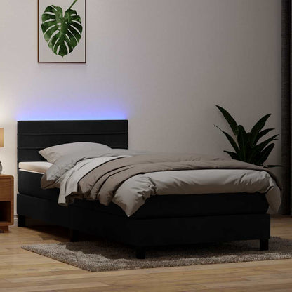 Boxspring met matras fluweel zwart 80x220 cm