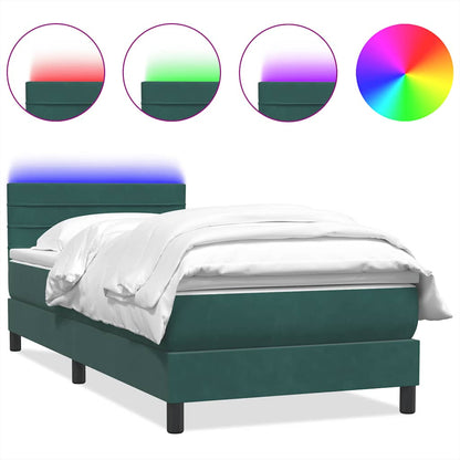 Boxspring met matras fluweel donkergroen 80x220 cm