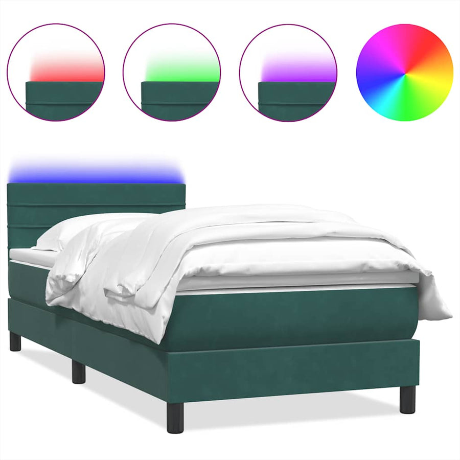 Boxspring met matras fluweel donkergroen 80x220 cm