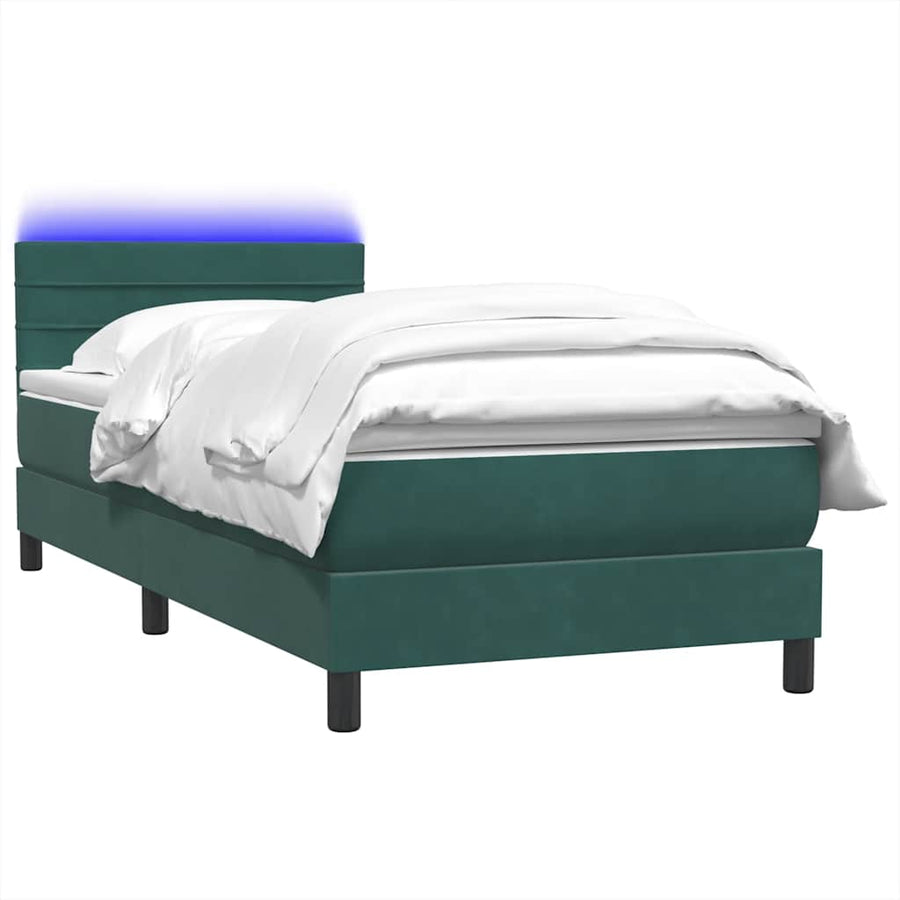 Boxspring met matras fluweel donkergroen 80x220 cm