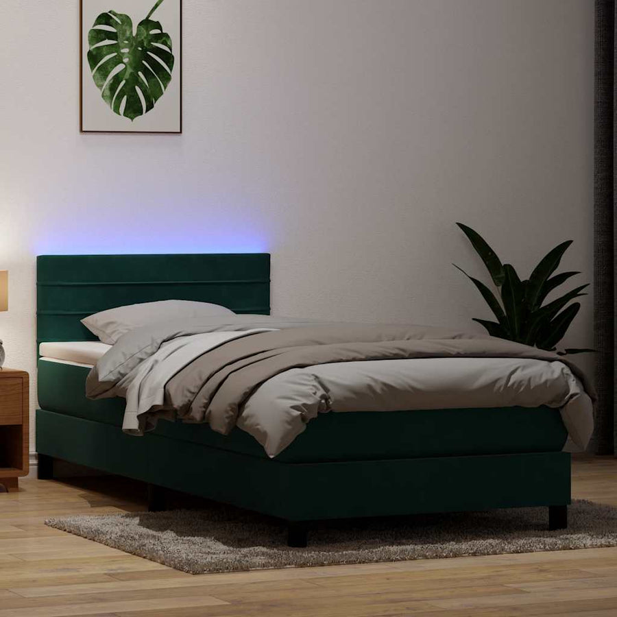 Boxspring met matras fluweel donkergroen 80x220 cm
