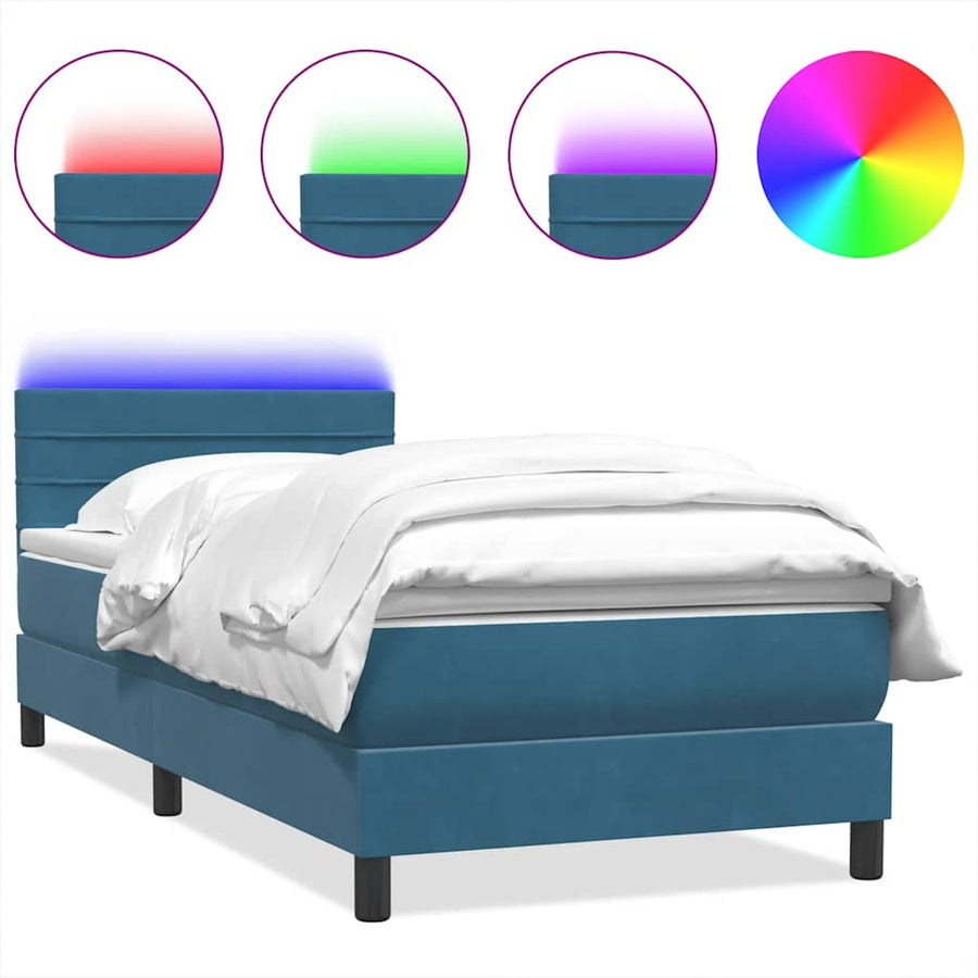 Boxspring met matras fluweel donkerblauw 80x220 cm