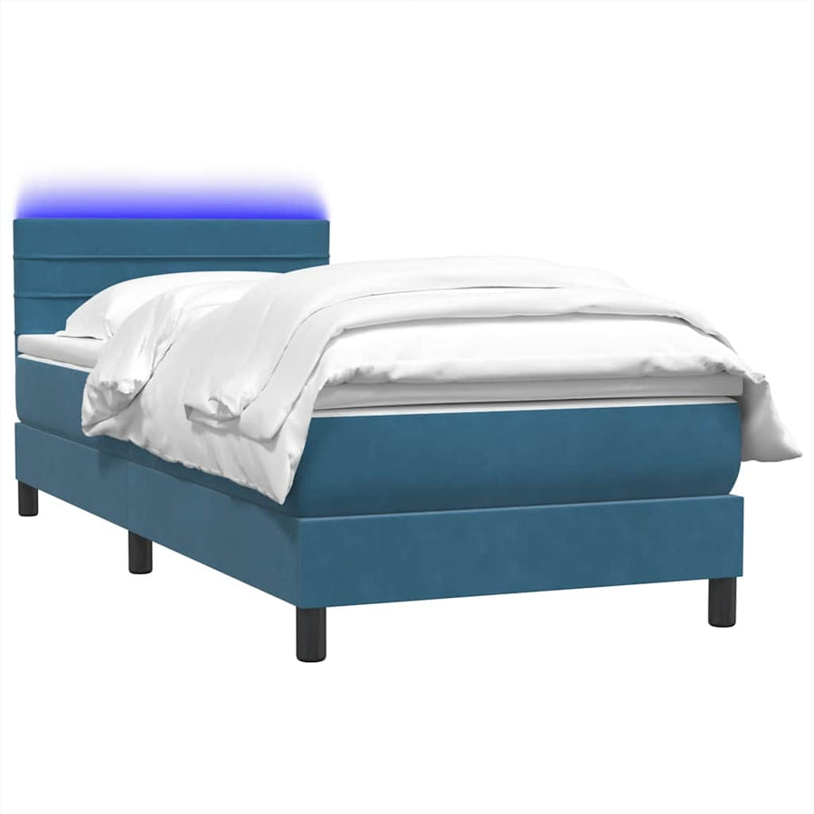 Boxspring met matras fluweel donkerblauw 80x220 cm