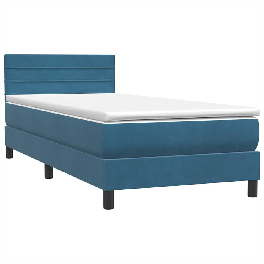 Boxspring met matras fluweel donkerblauw 80x220 cm
