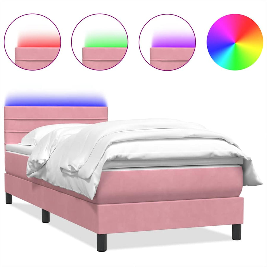 Boxspring met matras fluweel roze 80x220 cm
