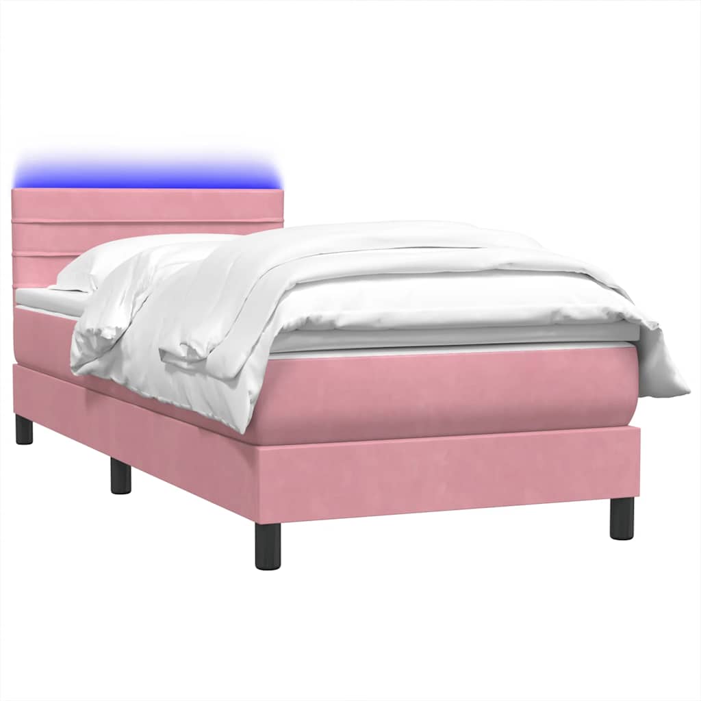Boxspring met matras fluweel roze 80x220 cm