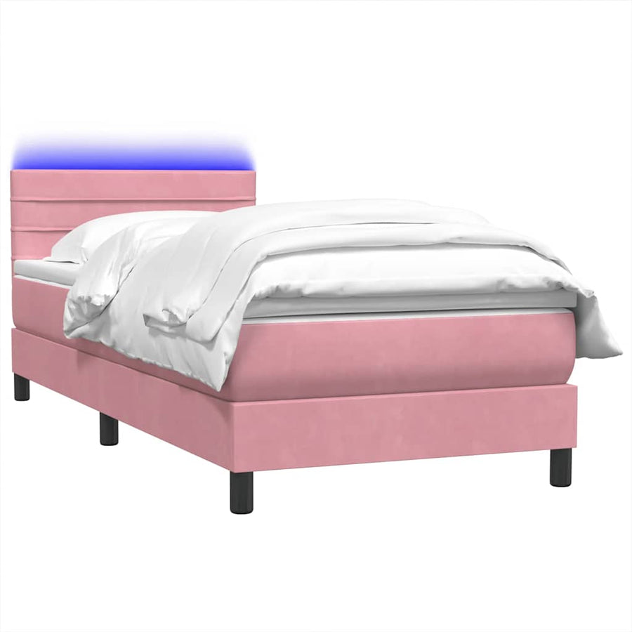 Boxspring met matras fluweel roze 80x220 cm